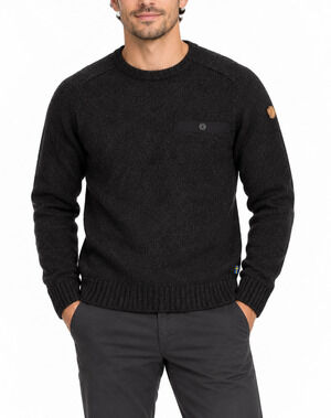 Fjallraven Lada Mens M Charcoal Wool Blend Crewneck Sweater Preppy Outdoor